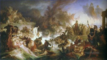 Landscapes Painting - Kaulbach Wilhelm von Die Seeschlacht bei Salamis 1868 Naval Battle
